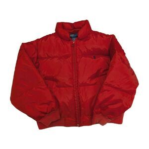 POLO By Ralph Lauren Puffer Coat Boy’s Sz 5 Long Sleeve Red Zip Up Down Filled